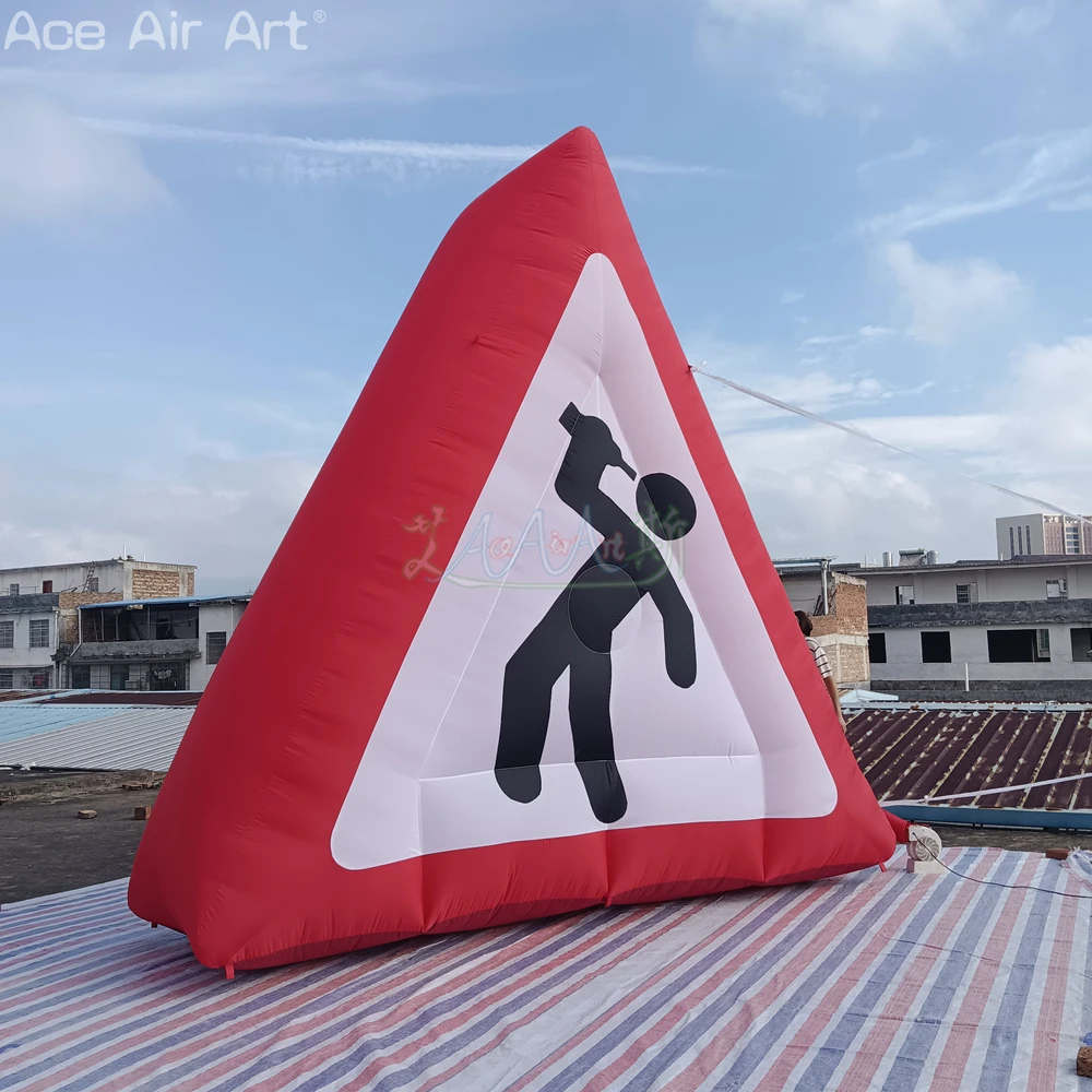 Outdoor Traffic Warning Slogan Inflatable Logo Wall with Free Fan for Advertising or Activities