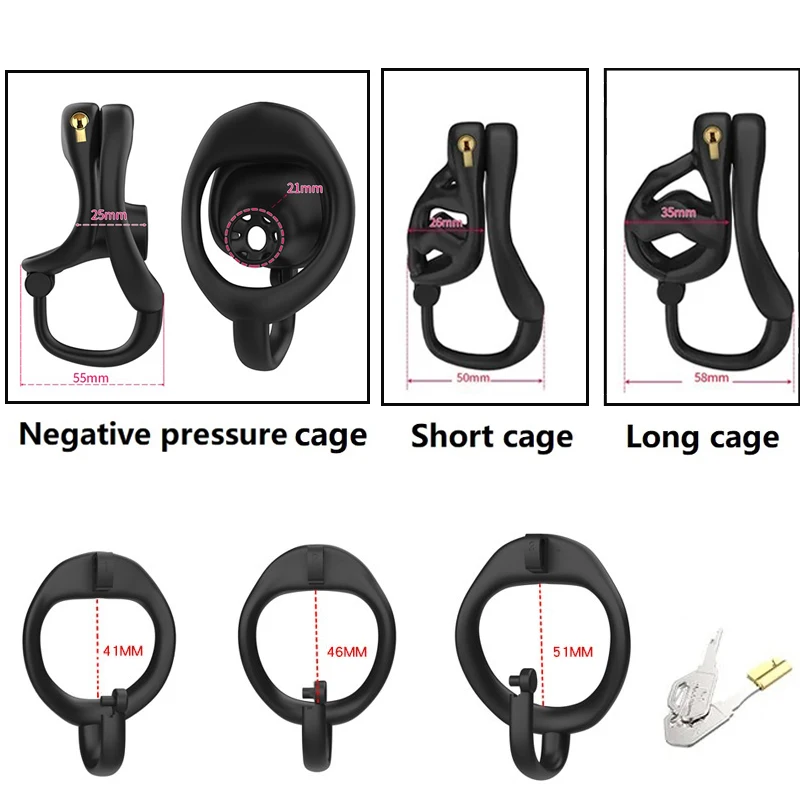 ذكر القضيب العفة قفص مجموعة صغيرة الطيور العفة قفص مع 3 حجم خواتم حزام القضيب قفل حلقة عبودية الرقيق رجل لعبة الجنس #6