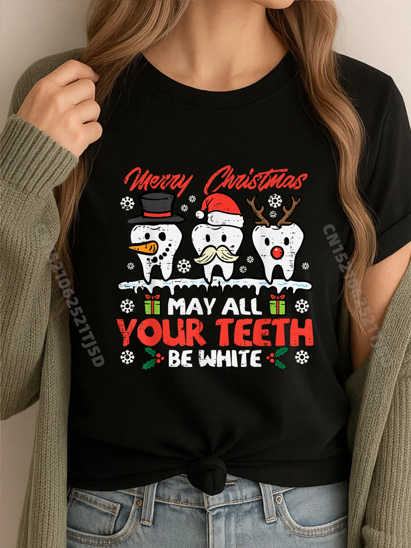 

Christmas All Teeth White Xmas Dentist Dental Squad Mens Shirts Graphic Tee Vintage Tshirts Washed Hip Hop