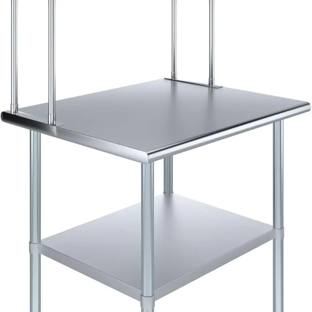 

Double-Tier Stainless Steel Work Table with 12 Overshelf, 30 x 36