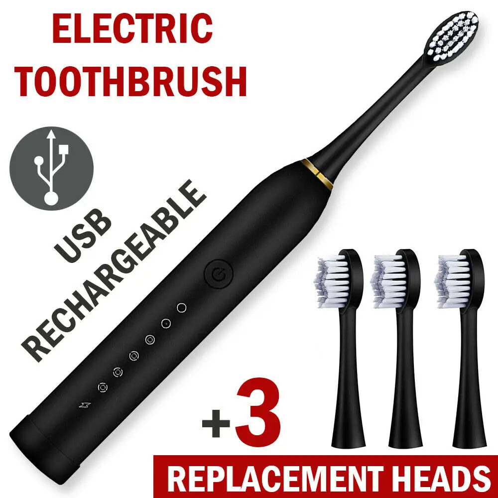 Sonic Electric Toothbrush Rechargeable Automatic For Adults Students with 6 Modes Teeth Care and 3 Brush Heads