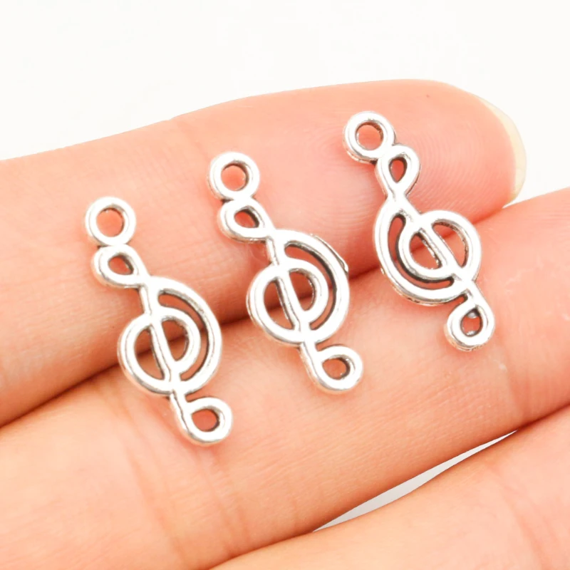 40 Stück 20x8mm Antik versilbert Musik handgemachte Anhänger DIY Herstellung Zubehör