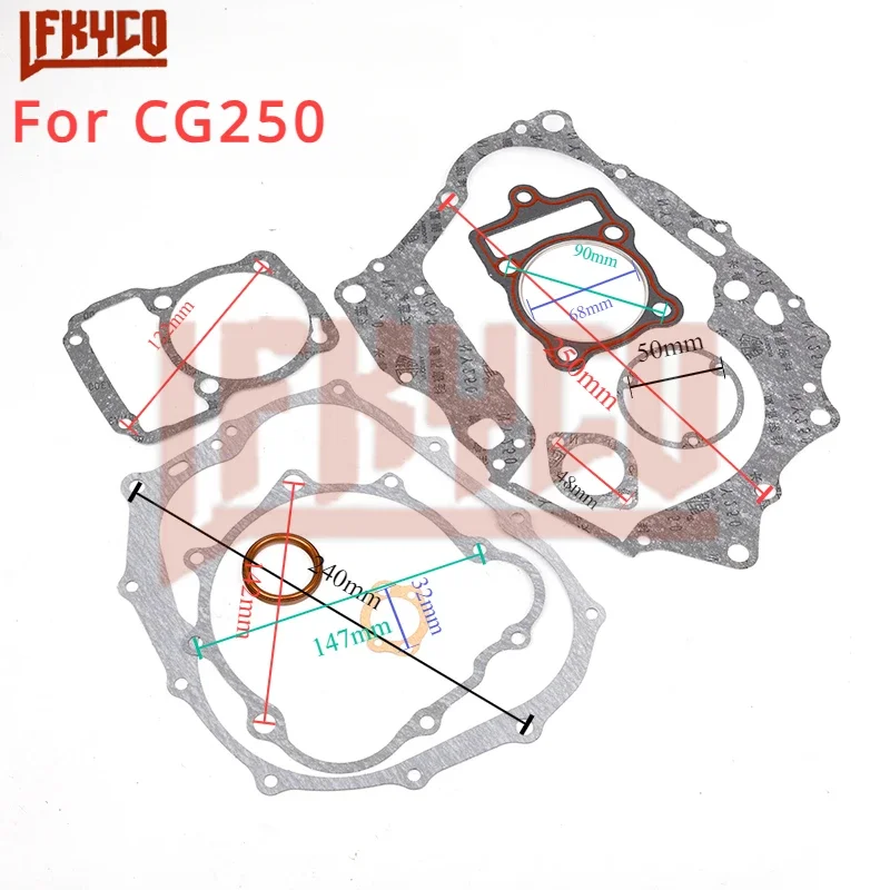 Motorcycle for CG 125 150 CG175 CG200 CG250 CG300 CG350 Cylinder Head Crank Gasket Kit Set Motor Moped Scooter Equipments Parts