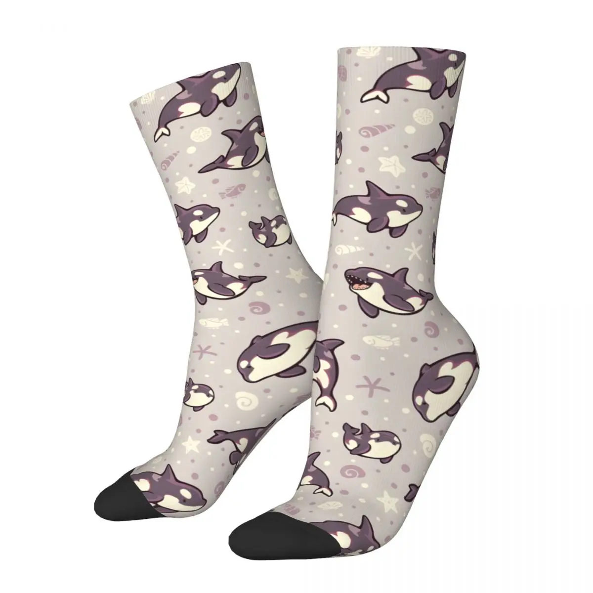 Retro Jelly Bean Orcas Men's compression Socks Unisex Street Style Seamless Printed Novelty Crew Sock