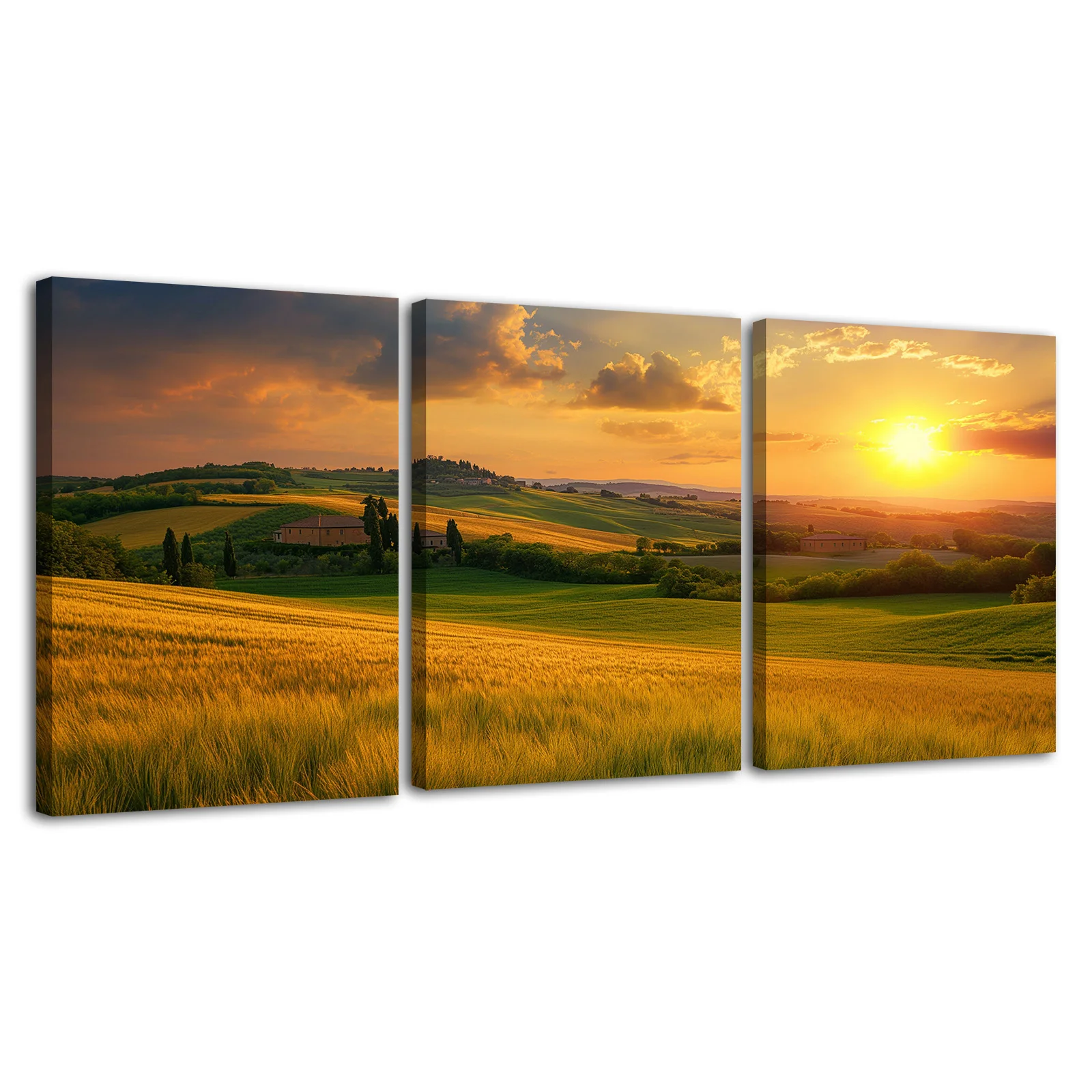 Tuscany Italy Landscape Modern Minimalist Wall Art Canvas Painting 3 Pieces Poster Prints Living Room Home Decor Aesthetic Mural