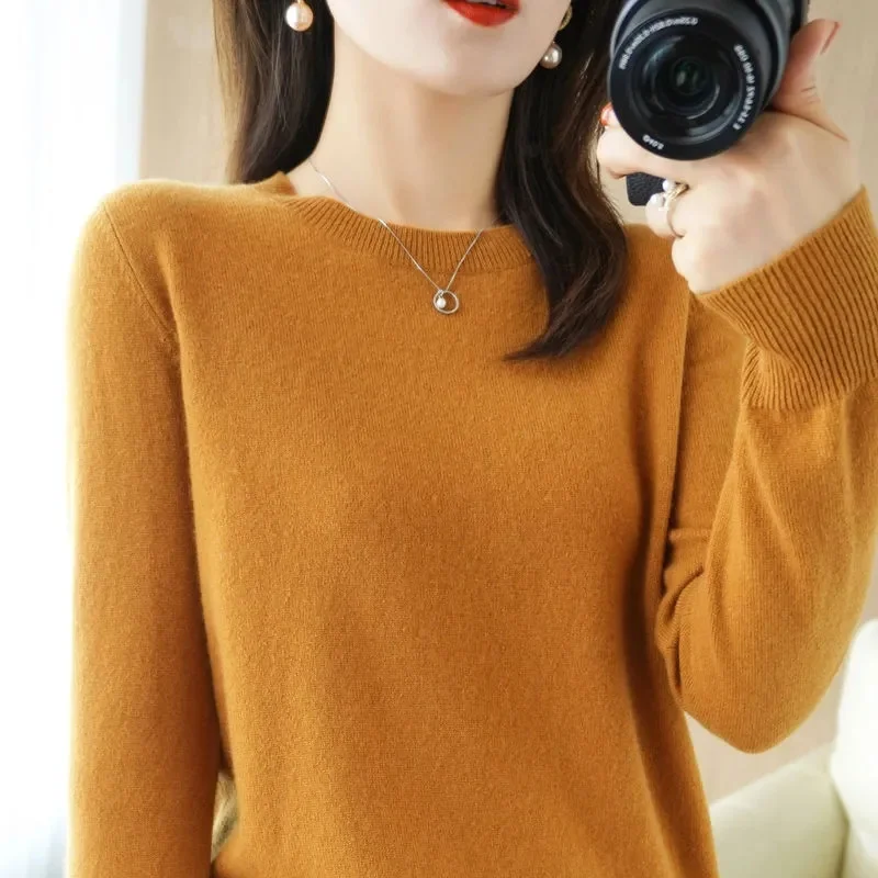 2023 New Autumn Winter Sweater Women O-neck Long Sleeve Knitwears Warm Pullovers Jumper Fashion Sweaters Bottoming Shirts