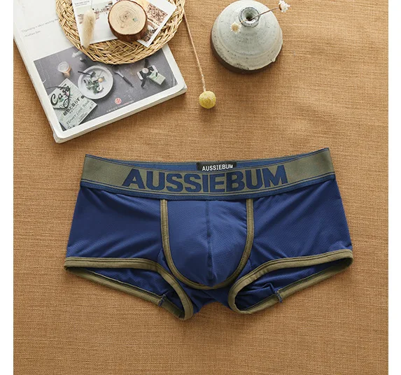 Aussiegum-ropa interior de malla para hombre, pantalones de tiro bajo con bolsillo de malla transpirable, con letras, de esquina plana para jóvenes