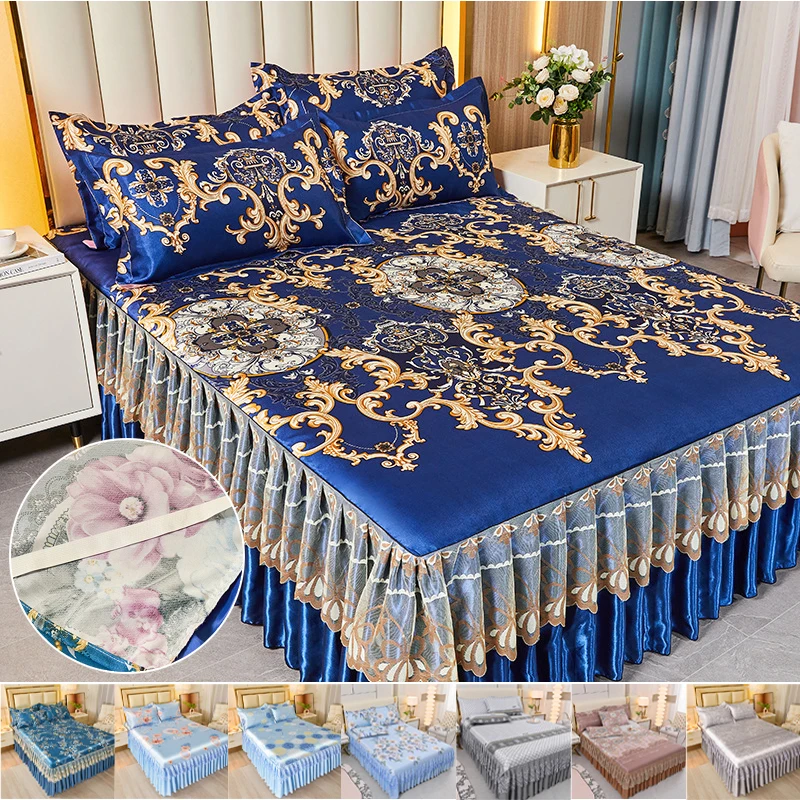 

Wrap Around Dust Elastic Ruffle Bed Skirt Bedding for King Queen Twin Non-slip Bedroom Beds Cover Easy To Install Bed Protector