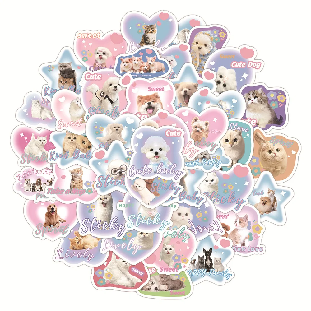 10/30/60PCS Cartoon Puppy Kitty Stickers INS Decoration Suitcase Scrapbooking Phone Laptop Stationery Kawaii Dog Kid Toy Sticker