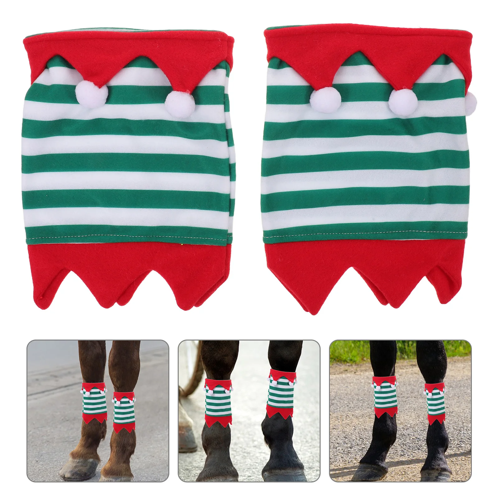2 قطعة يلتف ساق الحصان نمط مخطط احتفالي تنفس الساق الأمامية يدعم الجراميق الواقية للتدريب ركوب الاستخدام المستقر