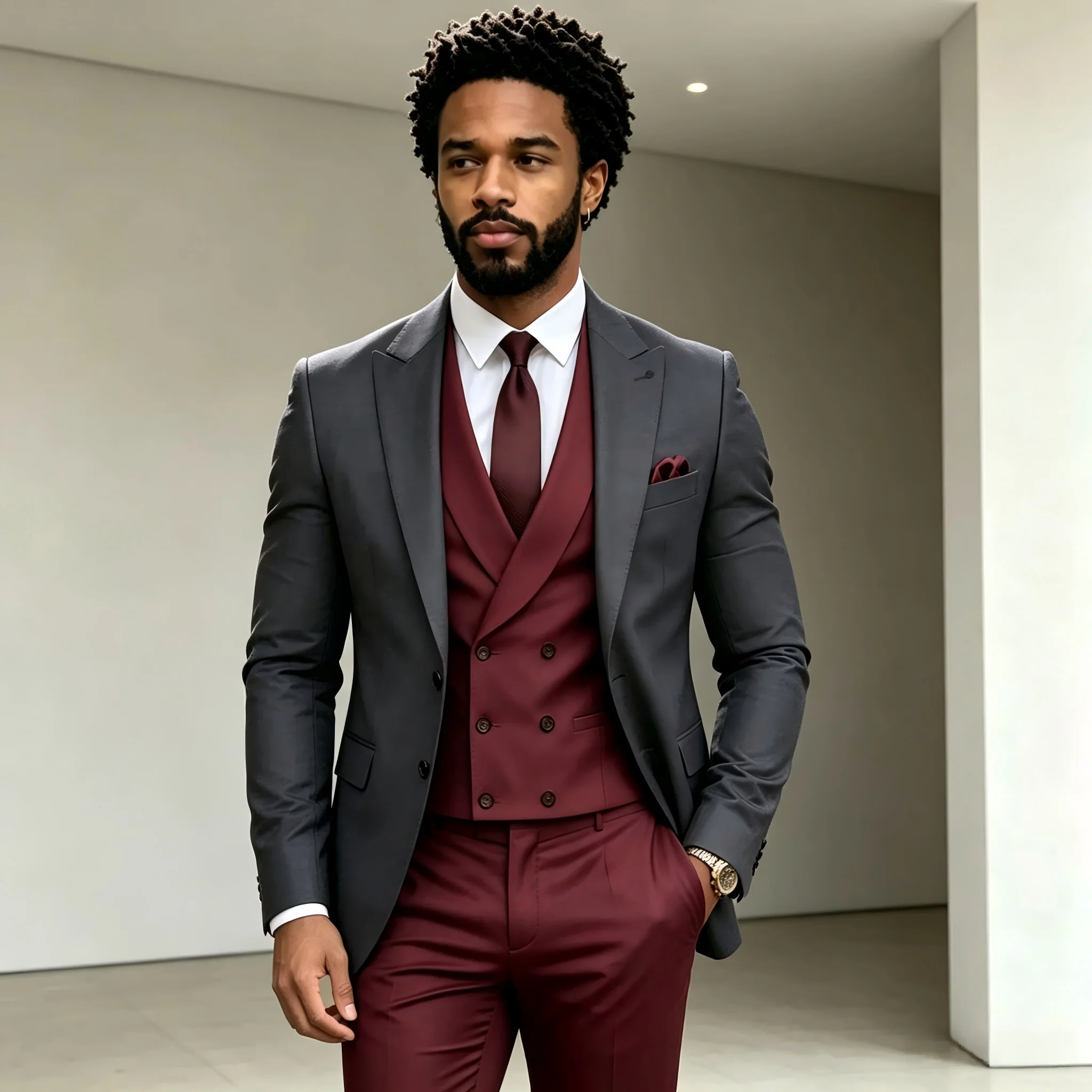 Mens Fashion Dark Grey Pants - Anzug-Set für Herren, Hochzeitsfeier, modischer, dunkelgrauer