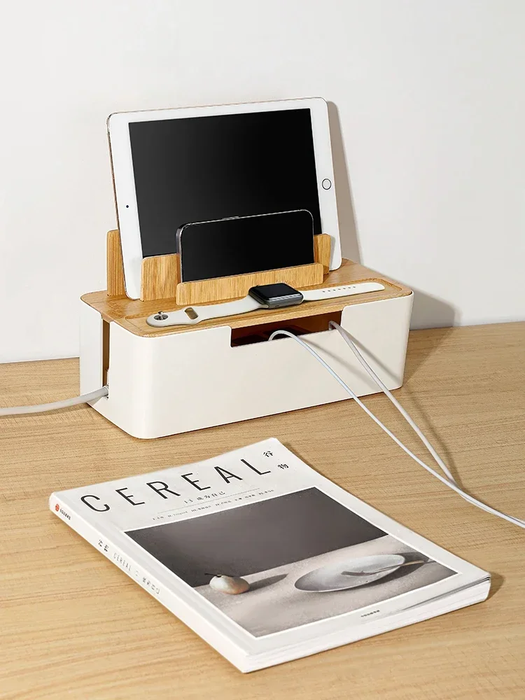 yes【EpeiusHome】Home Furnishing Bamboo Board Production Wire Strip Plug Storage Box