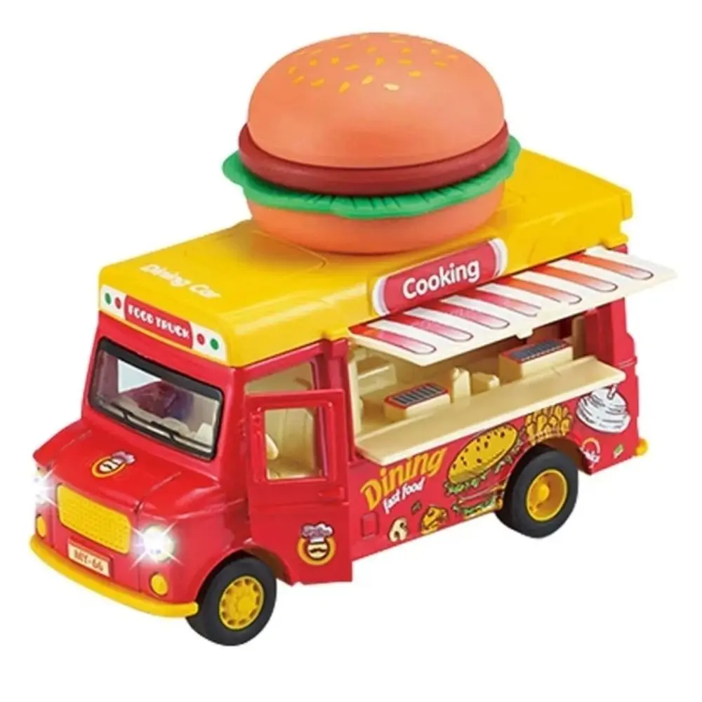 

Burger Bus Food Truck Toy Bright Colors with Music Light Ice Cream Car Model Vehicle Exquisite Pull Back Car