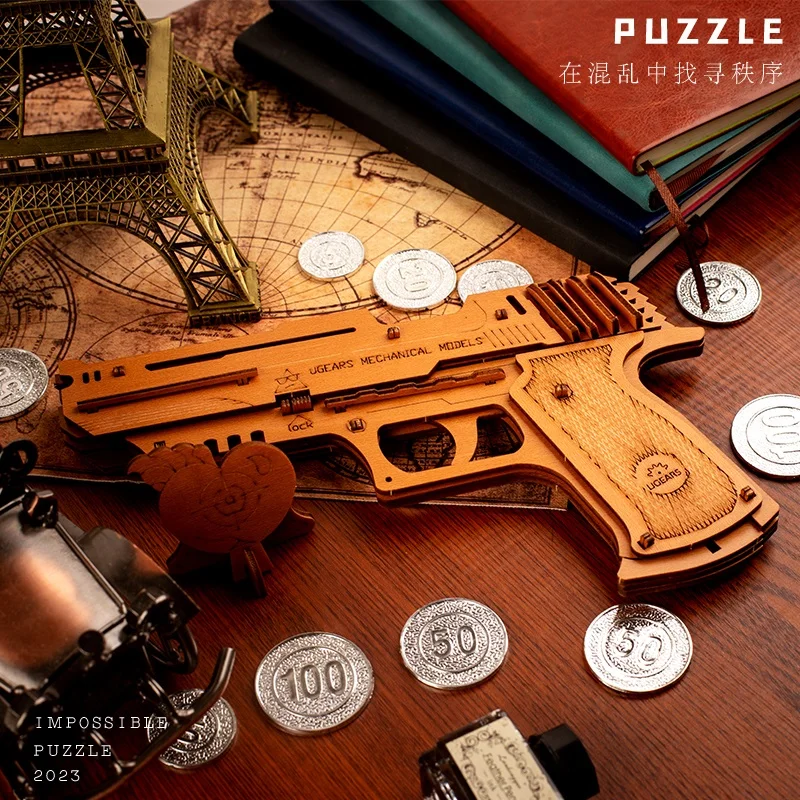 Wooden gun ten levels difficulty puzzle bag puzzle puzzle toy organ box brain-burning puzzle adult