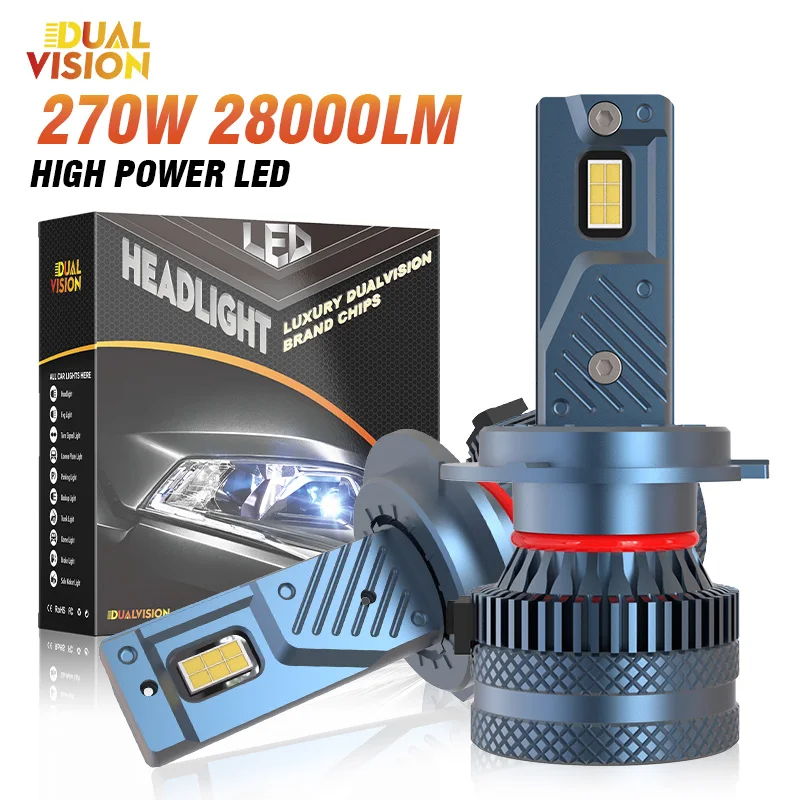 Dualvision H4 H7 Led Canbus Car Headlight Bulbs 270W H1 H3 H4 Led Lamp H8 H11 HB3 9005 HB4 9006 9012 HIR2 7535CSP 12V 24V 6000K