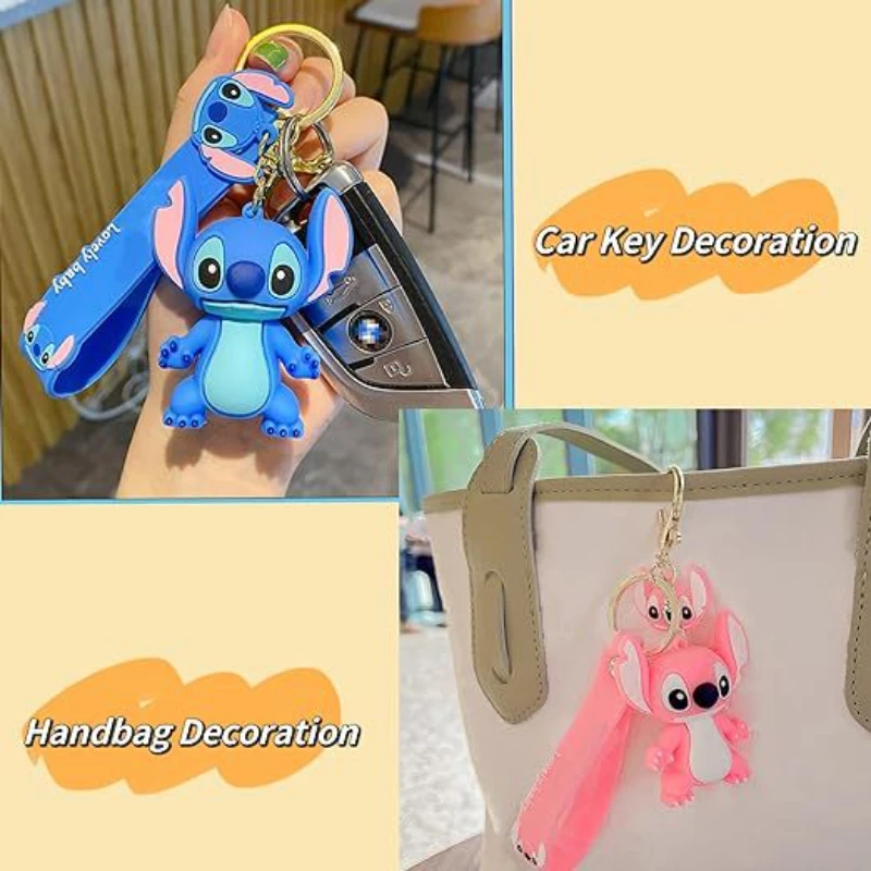 Kawaii Stitch Action Figure Keychain Accessories Lilo & Stitch Cute Doll Keyring Anime Figures Women Car Keychain Kids Toys Gift