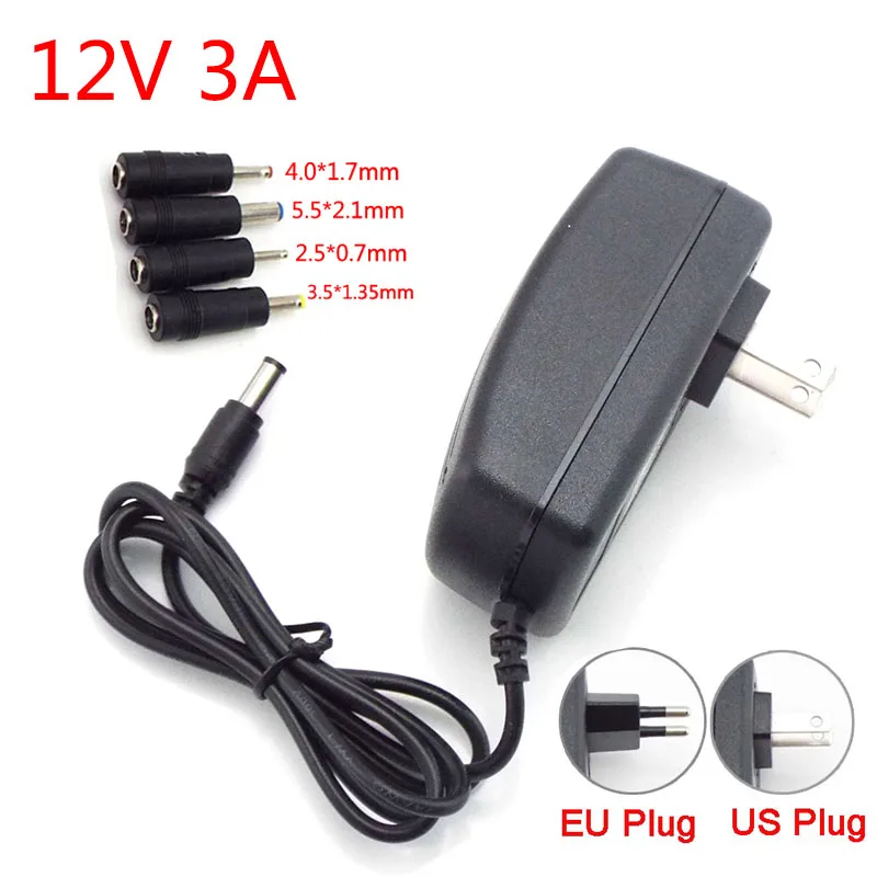 

AC / DC Adapter DC 12V 3A AC 100-240V Converter Power Supply Charger Plug 5.5*2.1mm 4.0*1.7mm 3.5*1.35mm 2.5*0.7mm Plug in C1