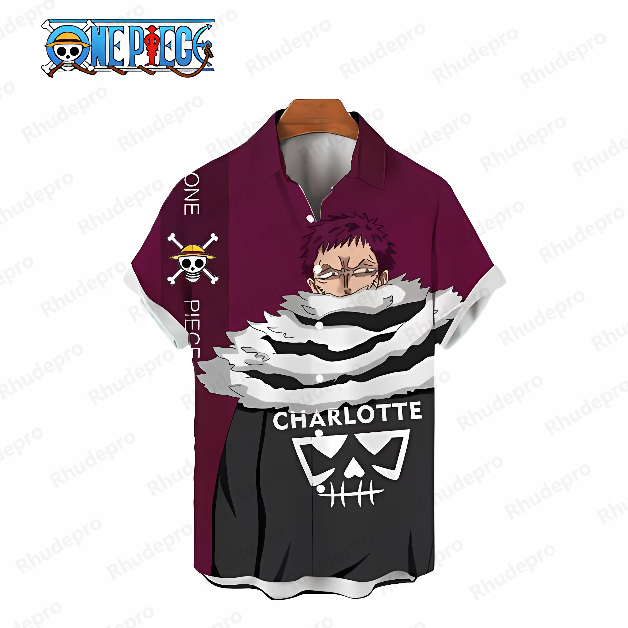 Elegant Shirt Man Hawaii One Piece Social Oversized Monkey D Luffy Men Clothes Short Sleeve Men's Shirts Blouses Streetwear Top