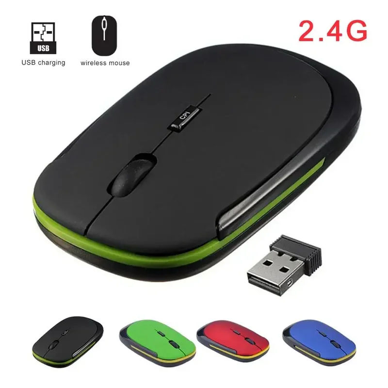 2.4GHz Wireless Mouse 1600DPI Adjustable, Ultra-Thin Mini Portable Ergonomic Mouse with USB Receiver, Compatible with Laptop PC