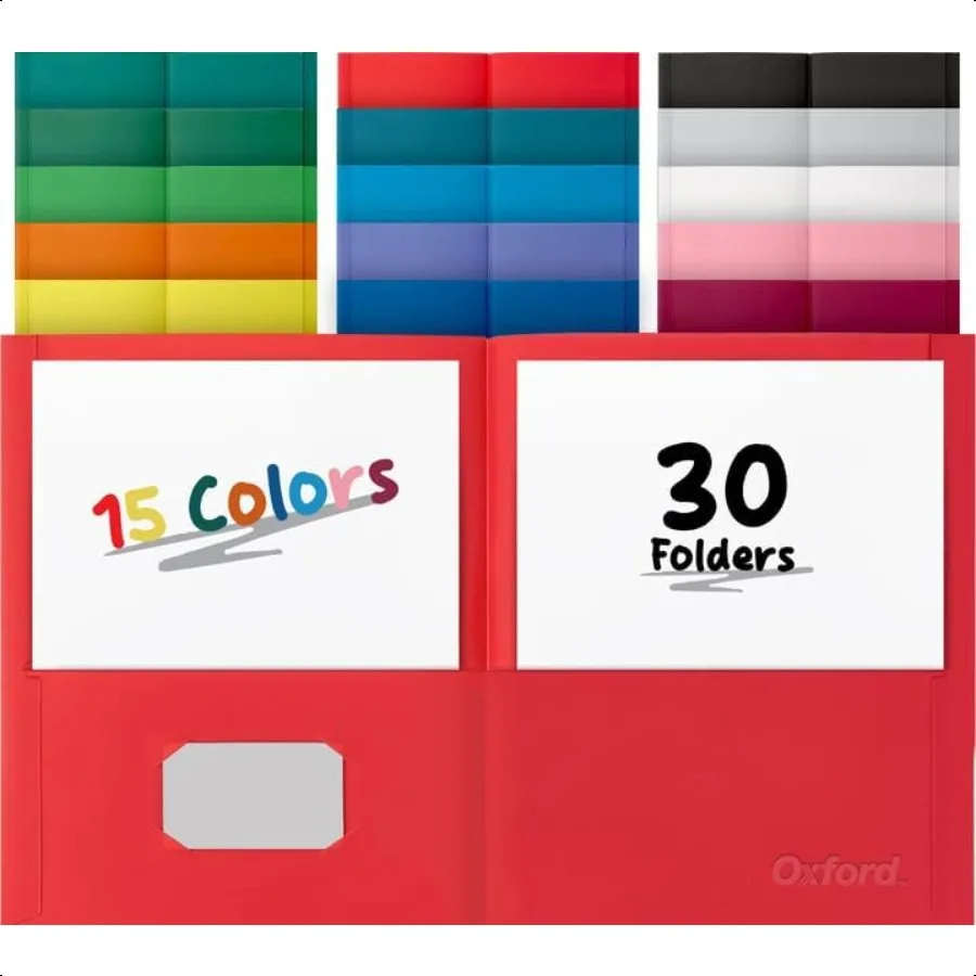 

Two Pocket Folders Letter Size Folders with Pockets 15 Assorted Colors 30 Pack