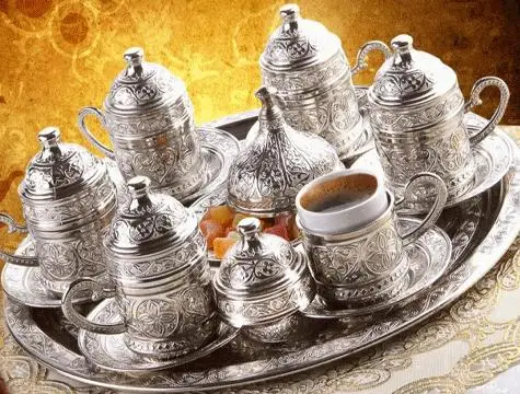 Ottoman Motif 6 Personality Turkish Coffee Set-Silver