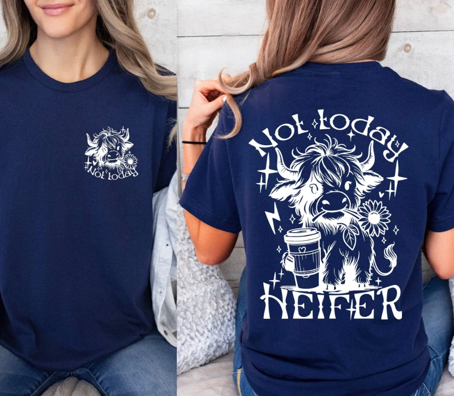 Not Today Heifer Shirt, Coffee Lover Highland Cow T Shirt, Western Cow Shirt, Highland Shirt, Adult Humor Shirt, Funny Heifer