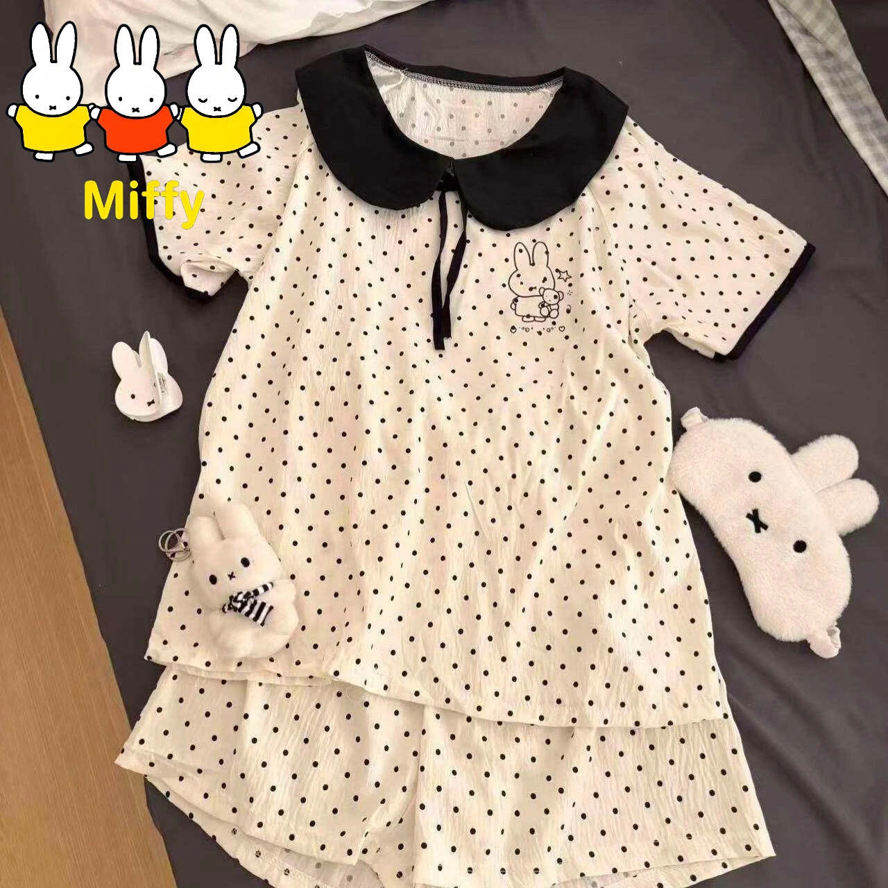 pijama-kawaii-miffy-conjunto-de-pijama-com-estampa-de-coelho-miffy-e-poas-para-meninas-shorts-de-verao-para-uso-em-casa-ou-fora-presente