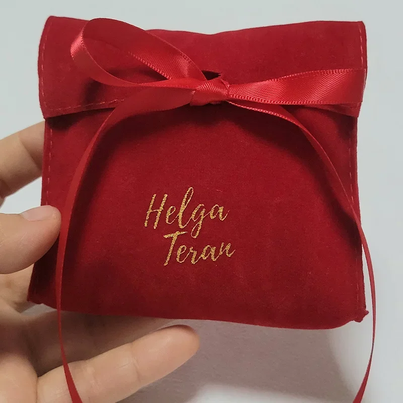 Burgundy Custom Velvet Envelope Bag 15x10cm 20x15cm 50pcs/Lot Red Makeup Jewelry Gift Packaging Pouch