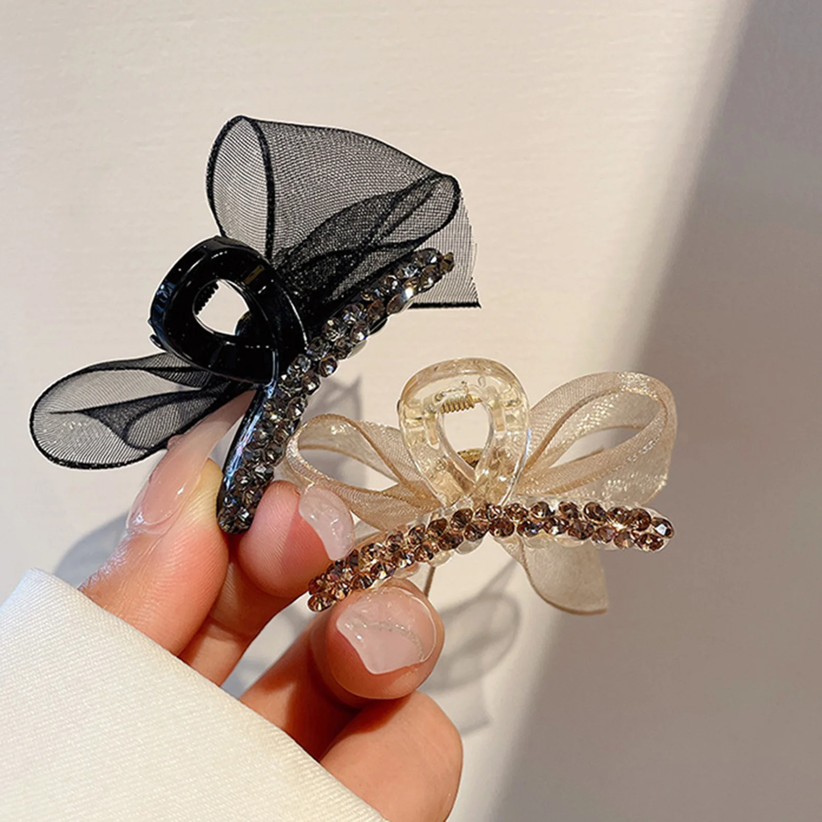 

Bowknot Claw Hair Clips for Women Mesh&Rhinestone Decor Hair Clips for Women Hair Styling Tools