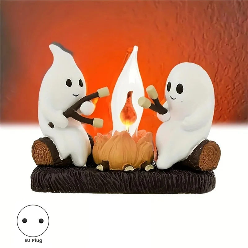 Ab06 fantasma fogueira cintilação luz noturna 3d fogueira fantasma nightlight fantasmas assar fogueira s'mores cintilação chama luz