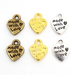 12x10mm 30pcs Antique Silver Plated and Bronze and Gold Colors Plated Heart Handmade Charms Pendant:DIY for bracelet necklace