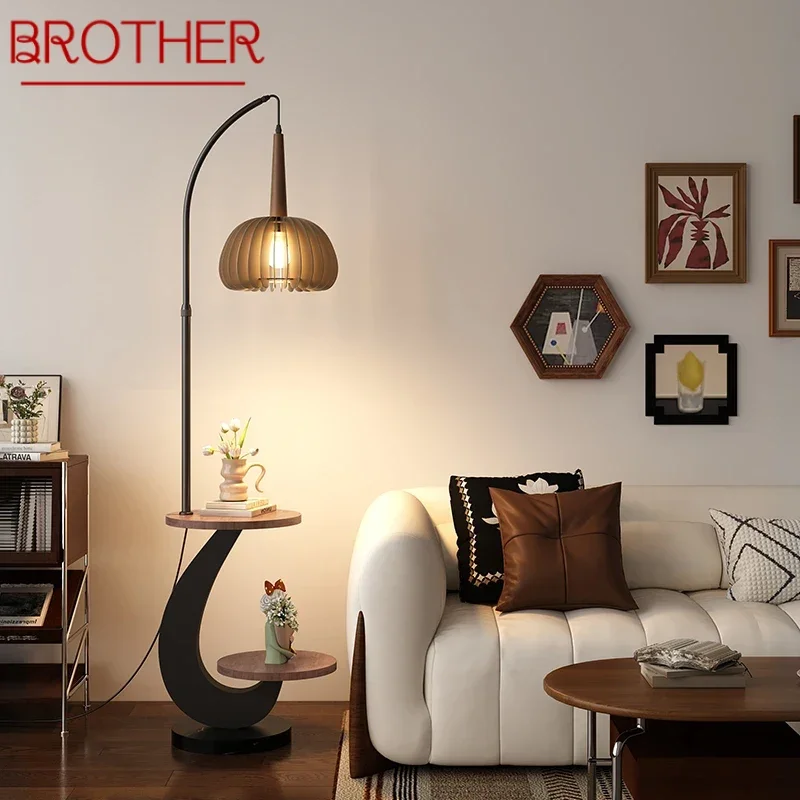 BROTHER Contemporary Floor Lamp Luxury Living Room Bedroom Study Villa Hotel LED Retro Creativity Decorative Standing Light