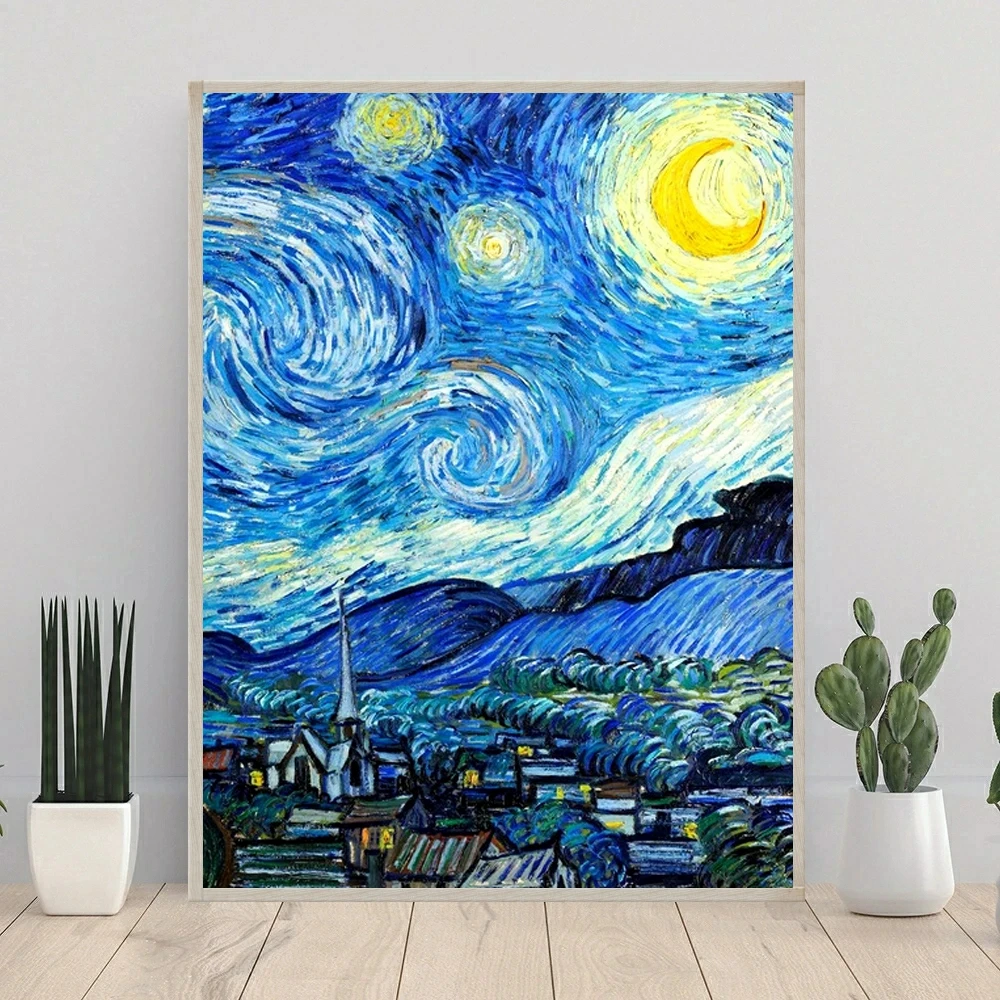 Vincent Van Gogh 5D DIY obraz w hafcie diamentowym gwiaździstej nocy słonecznik kolorowy Oil artystyczny haft krzyżykowy mozaika do dekoracji domu