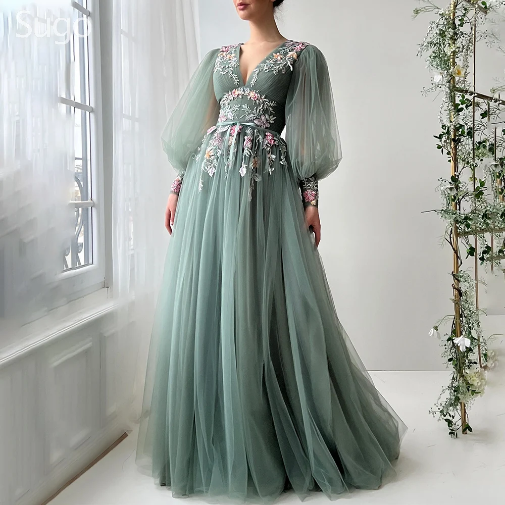 

Customized Elegant Long Beads Prom Dresses for Special Occasions V-Neck Floor-Length A-Line Woman Evening Party Gala Dress 2025