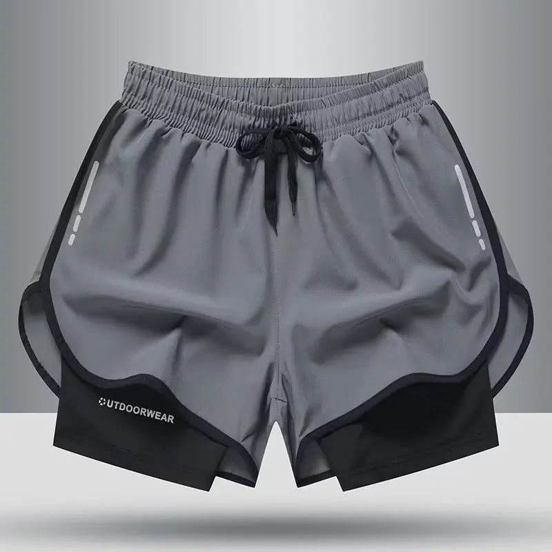 

Men's Running orts Marathon Athletic Tee-quarter Length Fitn Inner Ice Silk Qui Dry Training Pants Loose Fit mid Waist