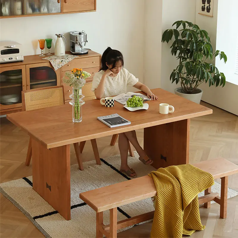 

Customizable modern minimalist all solid wood dining table and chairs