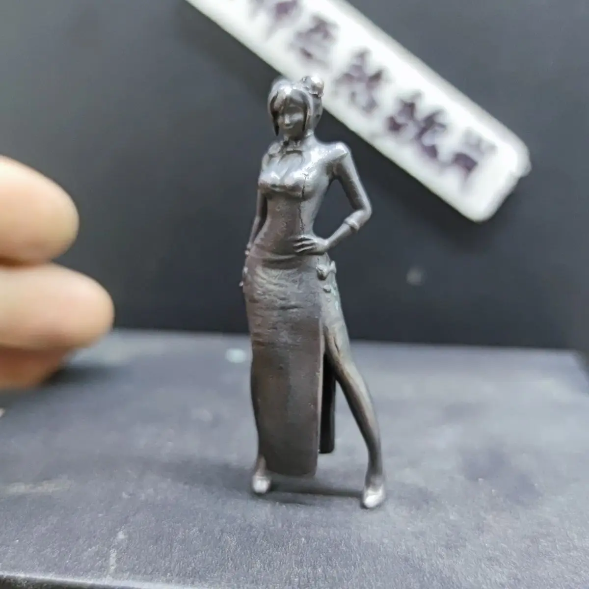 6.5cm Pure Copper Sexy Big Breast Slit Skirt Game Action Figures Hand-made Model Home Desktop Decoration Toys Street GK Figurine