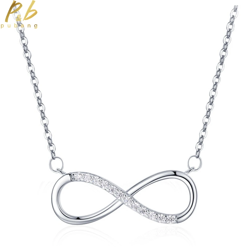 

PuBang Fine Jewelry Real 925 Sterling Silver Simple High Carbon Diamond Pendant Necklace for Women Engagement Gift Free Shipping