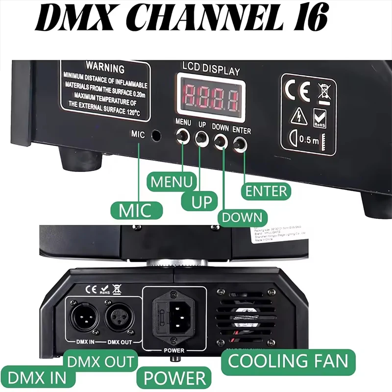 Éclairage de Scène à Tête Mobile 8x15W 3 en 1, Projecteur de Football LED RGBW 360 °, DMXorgeWedding