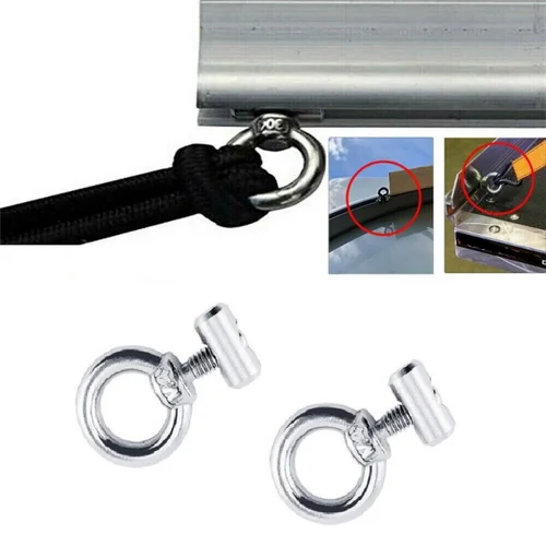 Imagen 2 del producto Topes de riel para toldo de acero inoxidable M3/4/5/6, Cable de pista deslizante para exteriores, anillo de elevación de cuerda, ganchos de tornillo para tienda RV, sombra de Camping