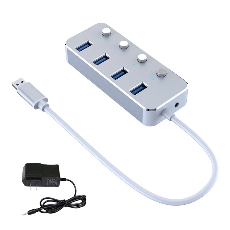 

USB 3.0 Power Adapter 4 Ports Aluminum Alloy Splitter Hub USB Hub 3.0 USB Multi Extender Switch 1.2M Cable Hub