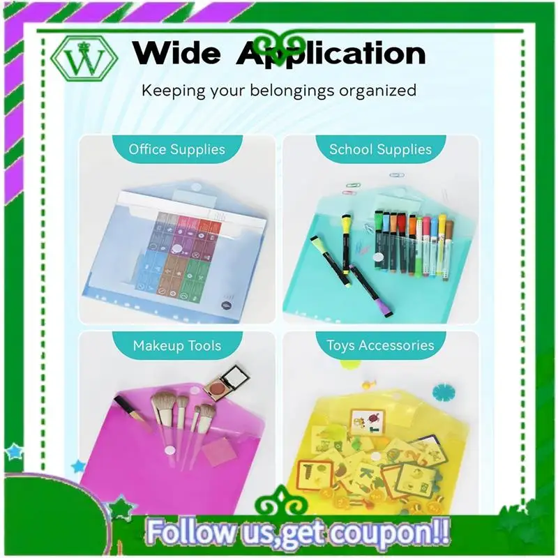 

Reliable-11 Ring Plastic Envelopes, Clear Folder For Documents With Label, File Folders 10 Pack, 3 Ring Binder Pocket Organizer
