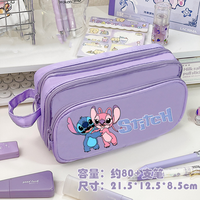 Stitch Student Pencil Cases Cartoons Large Capacity Pen Box Multi-layer Storage Bag Holder Pouch Stationery Supplies Back School