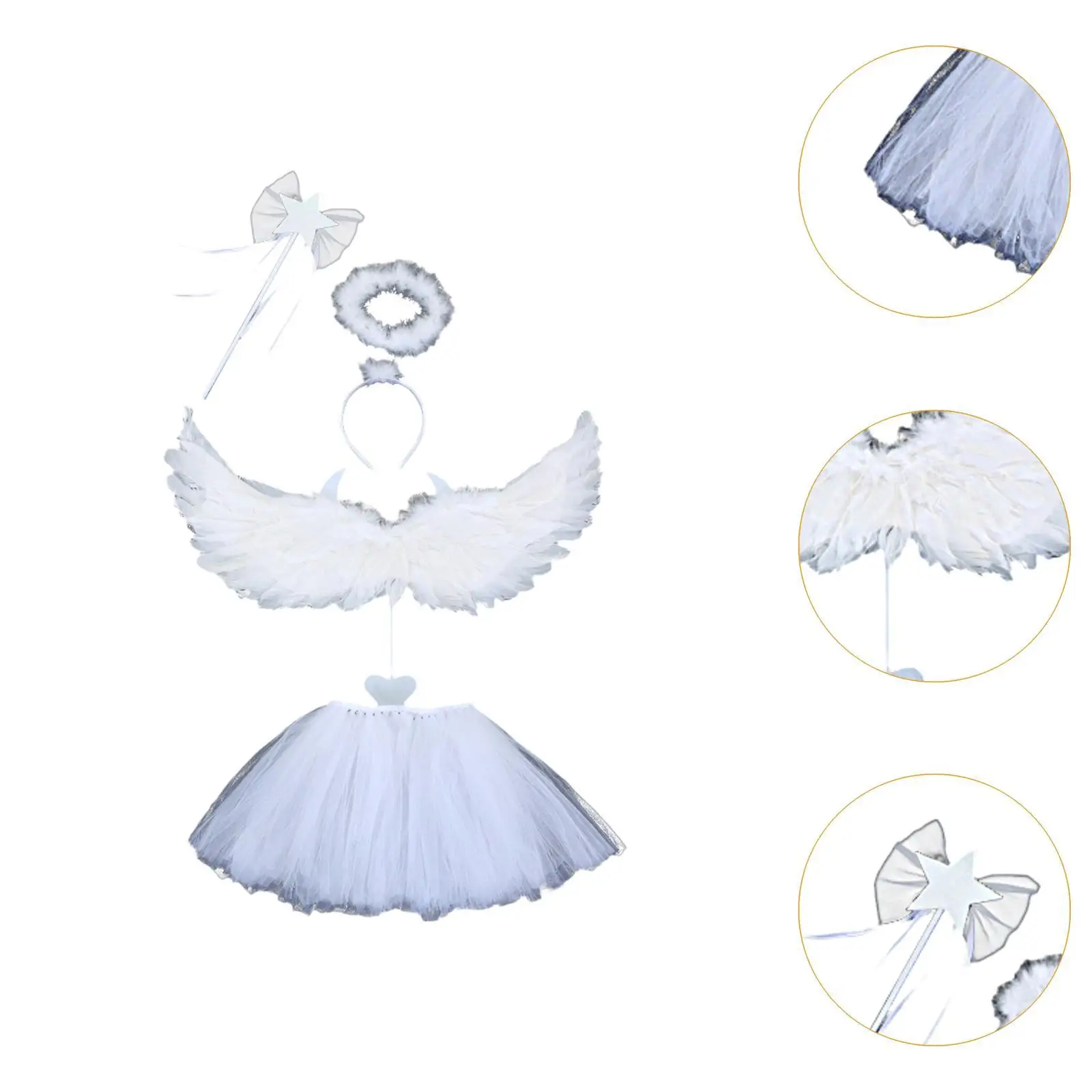 أزياء الملاك للفتيات، ملابس تنكرية للأطفال، تنورة توتو للعب الأدوار، مستلزمات حفلات أعياد الميلاد #5