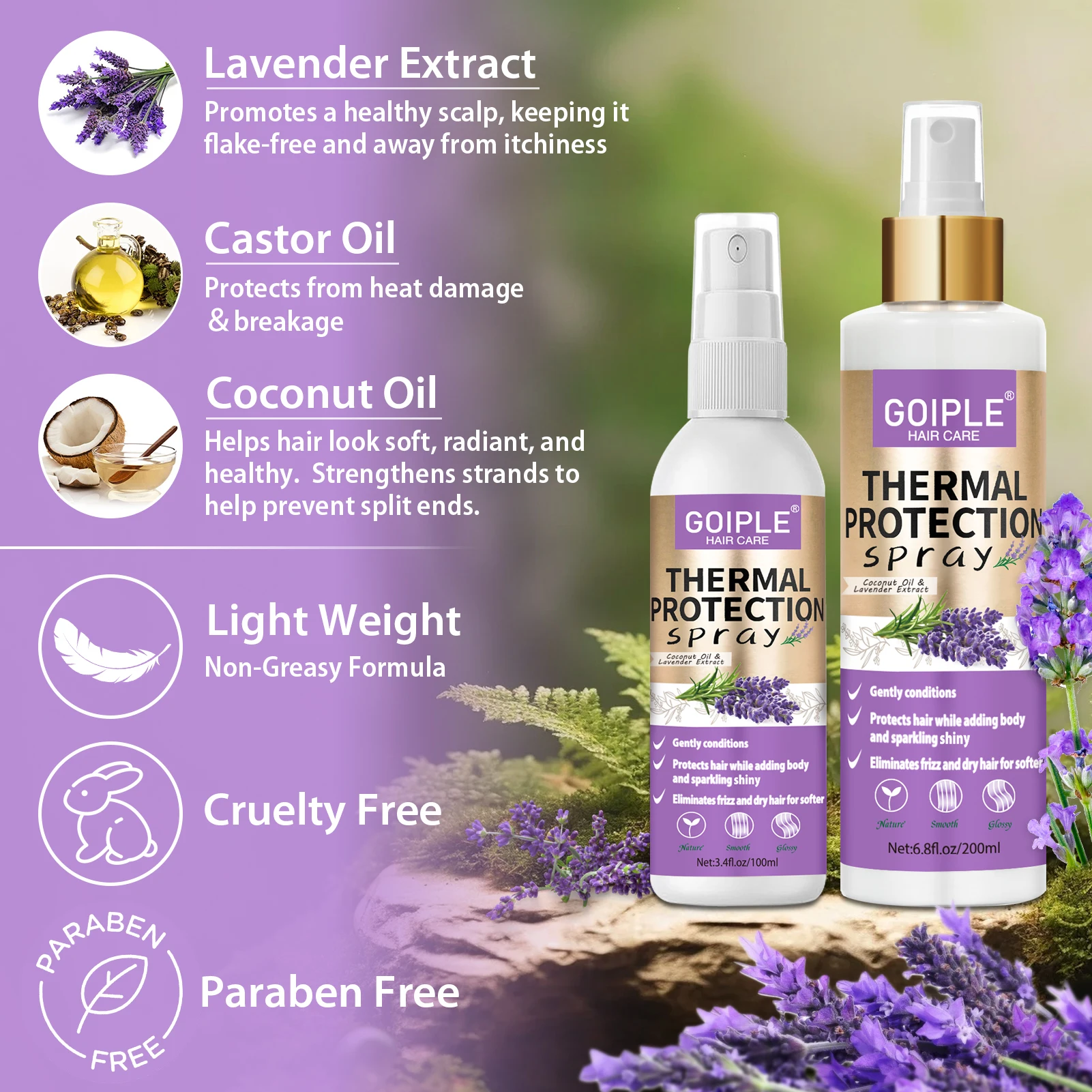 GOIPLE 라벤더 추출물 열 열 보호 스프레이 샤인  - Hair Care Heat Protectant 리뷰 및 가격