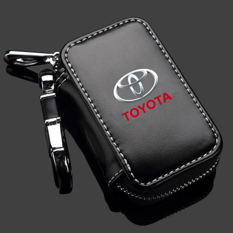 Car Leather Zipper Key Wallet Keychain Multifunctional Mini Purse Key Holder Case For Toyota Camry Corolla C-hr Rav4 Yaris