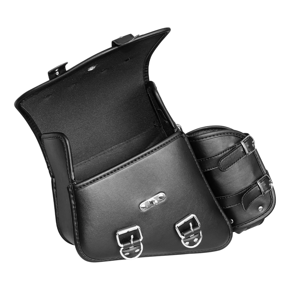 

Black PU Leather Motorcycle Saddlebags Side Tool Bag Cycling Storage Luggage Kit for Motorbike Accessories