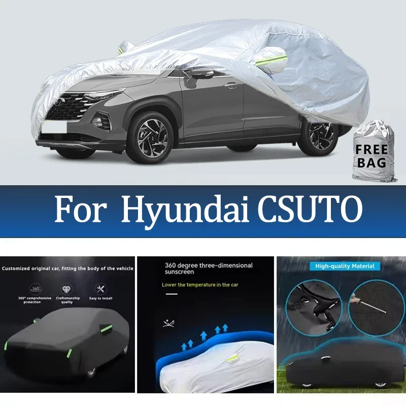 

For Hyundai CSUTO Car Cover Outdoor Protection Covers Snow Sunshade Waterproof Dustproof Exterior UV Car Accessories