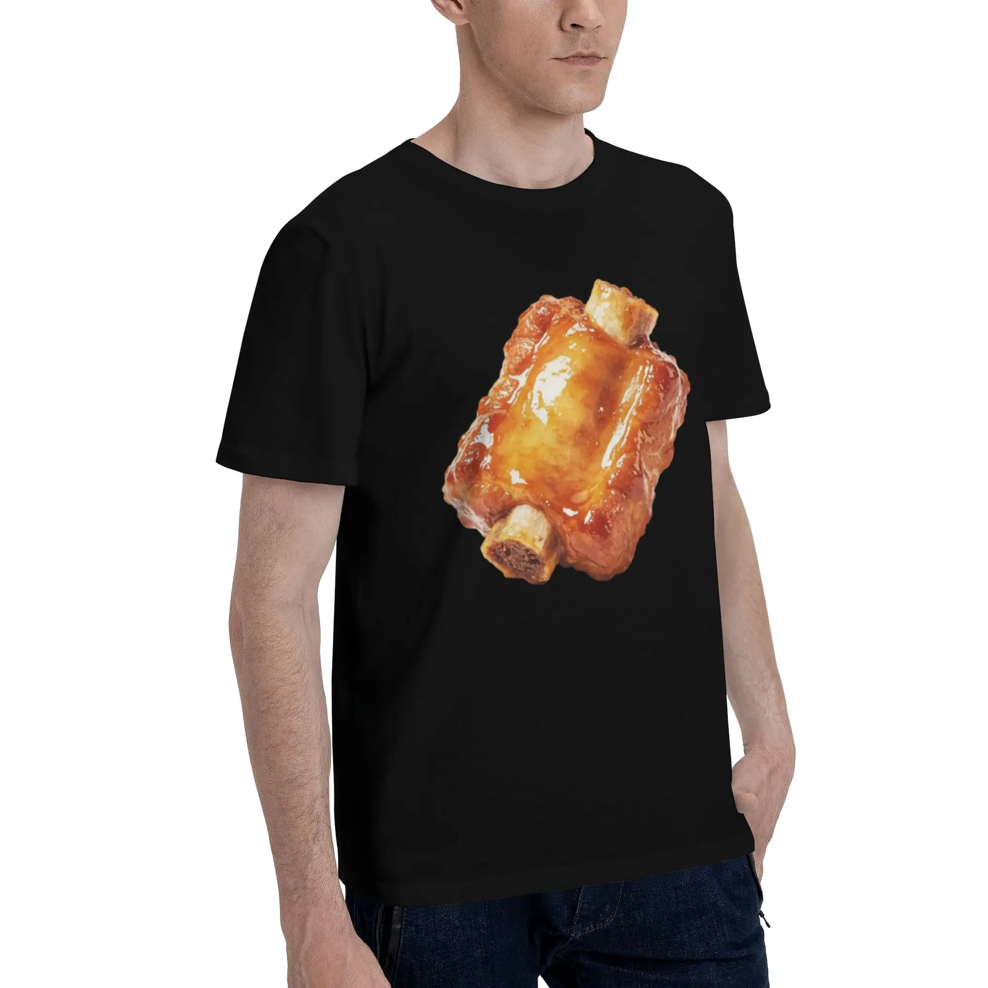 Roasted Chicken Ribs Food Clipart Men T Shirt  Casual Tee Shirt Short Sleeve O Neck Cotton Birthday Present Clothing T-Shirt