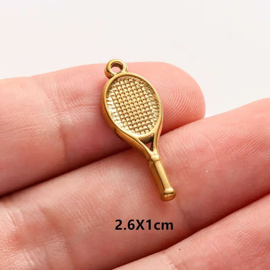 5 Stück/Set Sportanhänger aus Edelstahl: Golfschläger, Basketball, Fußball für Schmuckherstellung, Mode-Sport-DIY-Charms – Detail 8